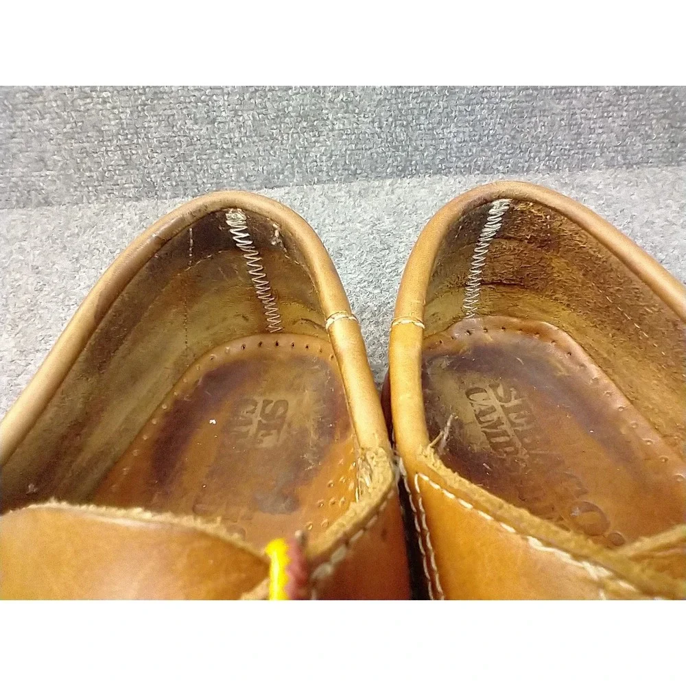 Sebago Campsides Blucher Mocs Men 10 M Tan Leather Lace Up Loafers 69401